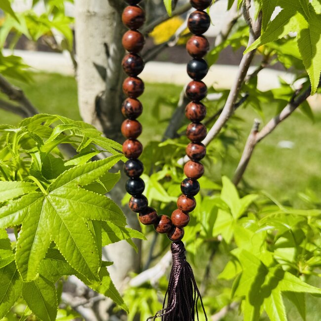 Mahogany Obsidian Japa Malas - Prayer Meditation Mantra Counting Beads - 8mm