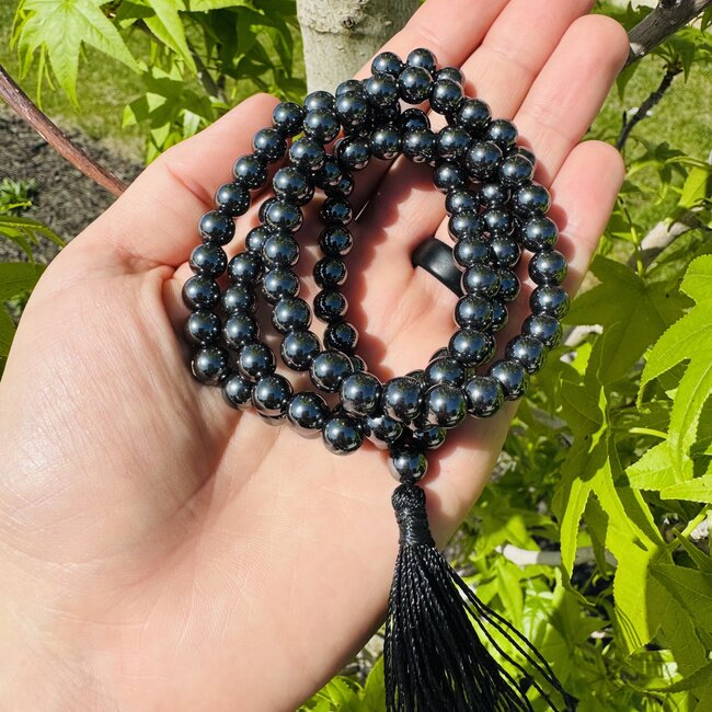 Hematite Japa Malas - Prayer Meditation Mantra Counting Beads - 8mm