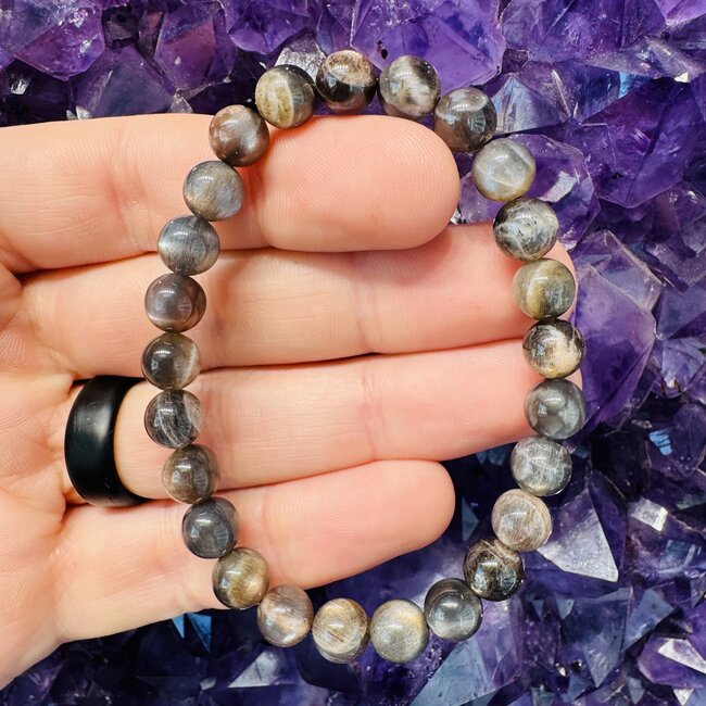 Aventurescence Sunstone (Heliolite) & Hematite Bracelets - 8mm