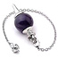 Amethyst Pendulums - Round Sephoroton Dowsing Divination Silver Chain - Gemstone Crystal