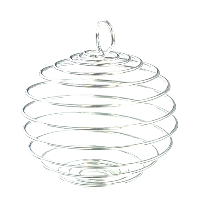 Silver Crystal Spiral Cage Crystal Pendant Holder - Large (Silver Plated)