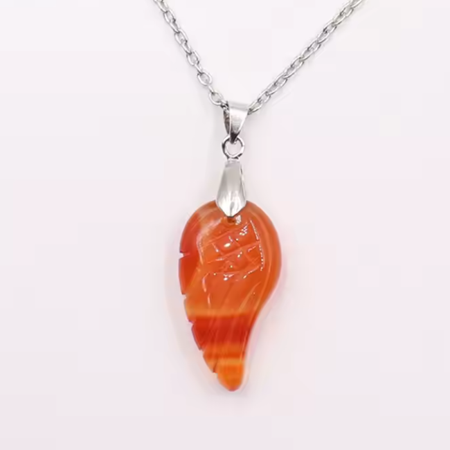 Carnelian Pendants - Angel Wings Feather 1.5"