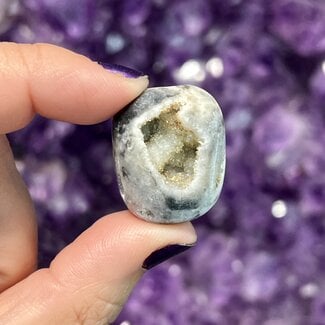 Dendritic Agate with Druzy - Tumbled
