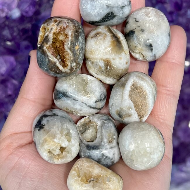 Dendritic Agate with Druzy - Tumbled