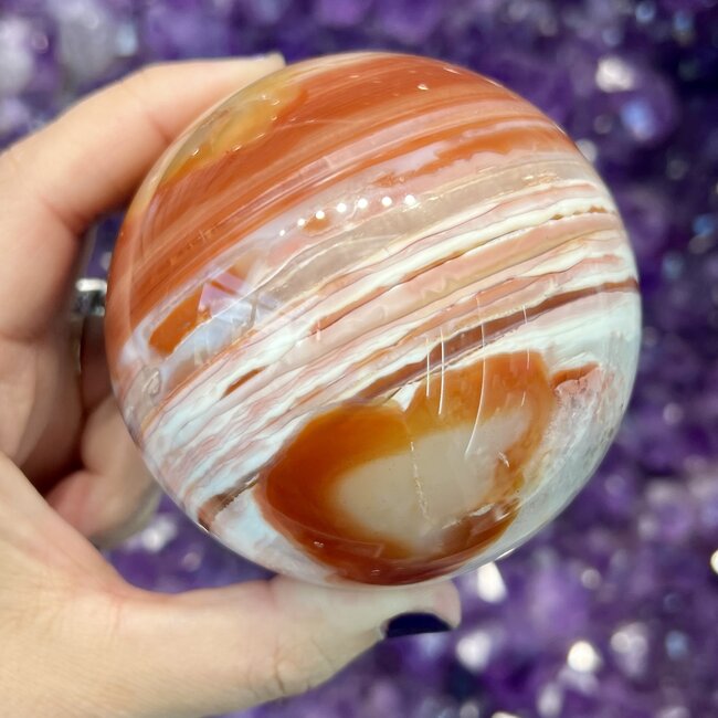 Banded Carnelian Sphere Orb - 80mm