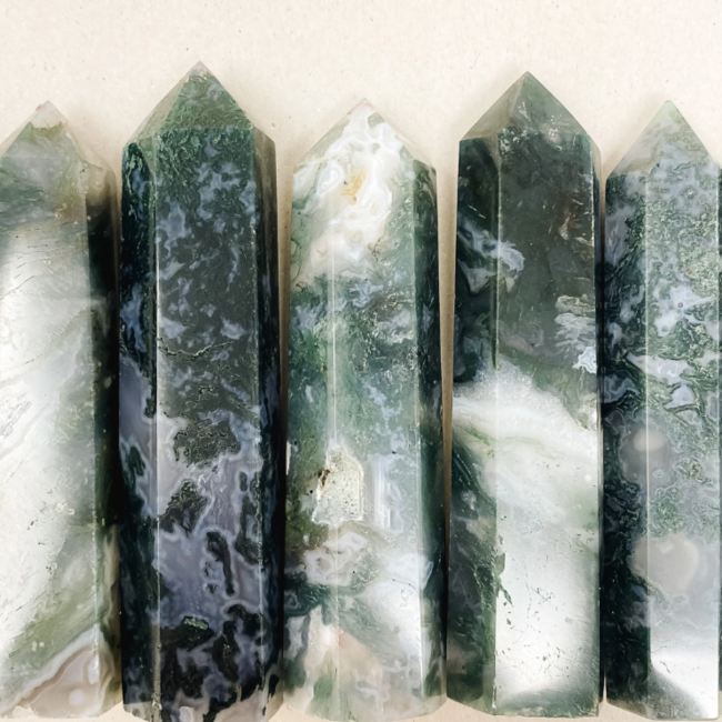 Moss Agate Tower Point Generator - Medium (3-4")