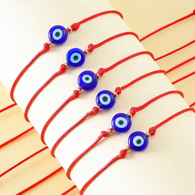 Evil Eye Bracelets - Red Simple Adjustable - Parachute String Protection