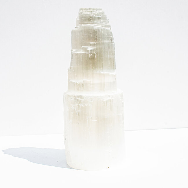 Selenite (Satin Spar Gypsum) Single Iceberg Tower Lamp Light - Small 6"  (Cord & Bulb Included)