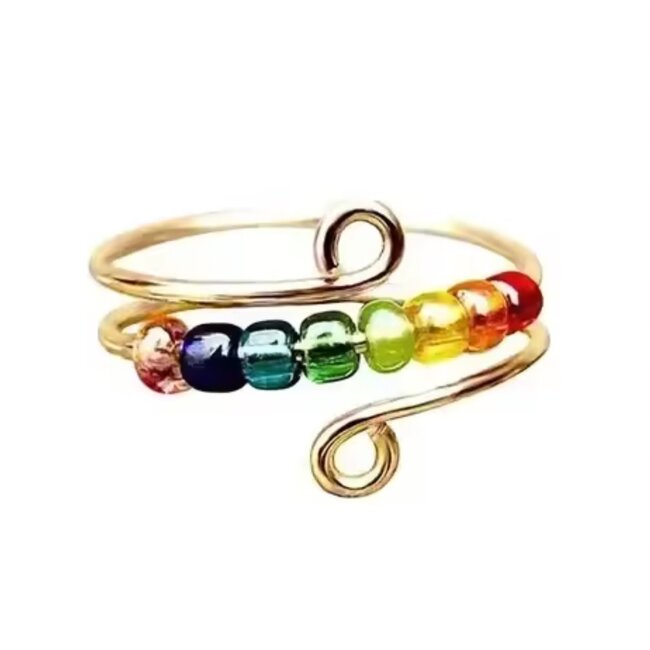 Chakra Fidget Rings - Adjustable Gold Plated Beaded Faceted