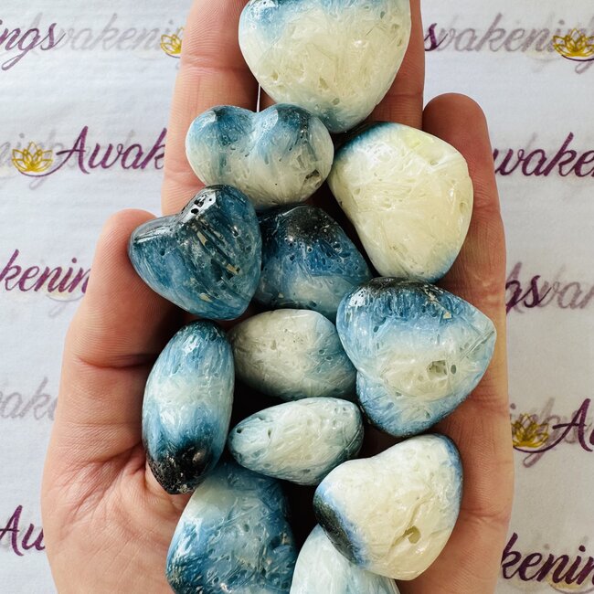Blue Ice (Nakaurite Glacierite) Hearts - Medium