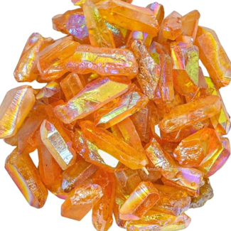 Orange Tangerine Aura Clear Quartz - Medium Rough Raw