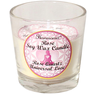Rose Oil Scented with Rose Quartz Chips Votive Candle - Universal Love Soy Wax