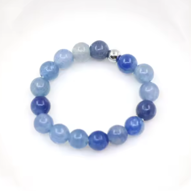 Blue Aventurine Rings - Adjustable Beaded Stretch Gemstone