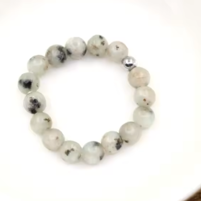 Kiwi Jasper (Amazon River Stone Sesame) Rings - Adjustable Beaded Stretch Gemstone