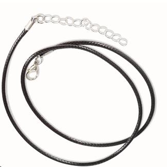 Wax Cord Necklaces - Black Adjustable Choker Lobster Claw Leather String 1.5mm 45cm 14-18"