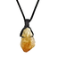 Citrine Point on Wax Cord Necklace - Long Rough Raw Natural