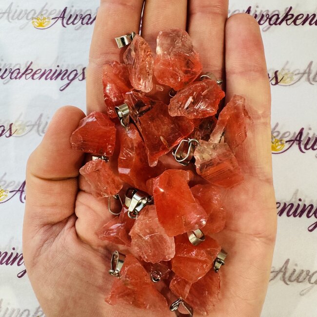 Cherry Quartz Pendants - Rough Raw