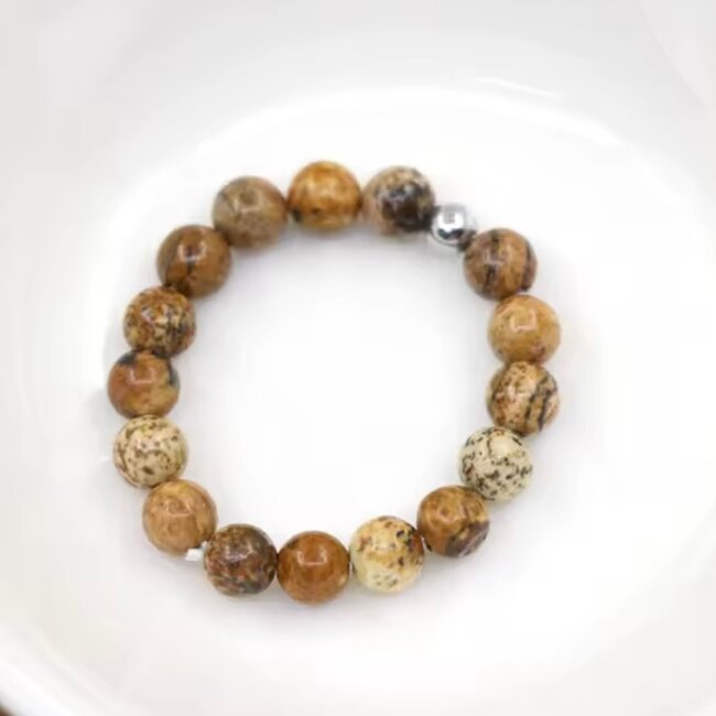 Picture Jasper Rings - Adjustable Beaded Stretch Gemstone