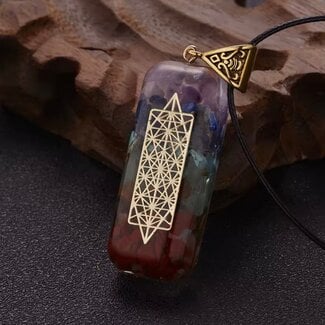 Merkabah Orgonite Orgone Necklaces on Wax Cord - Gold Protection EMF 5G Geometric