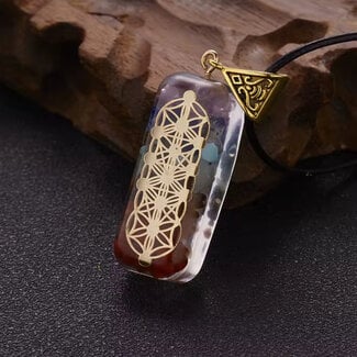 Flower of Life/Kabbalah Orgonite Orgone Necklaces on Wax Cord - Gold Protection EMF 5G Geometric
