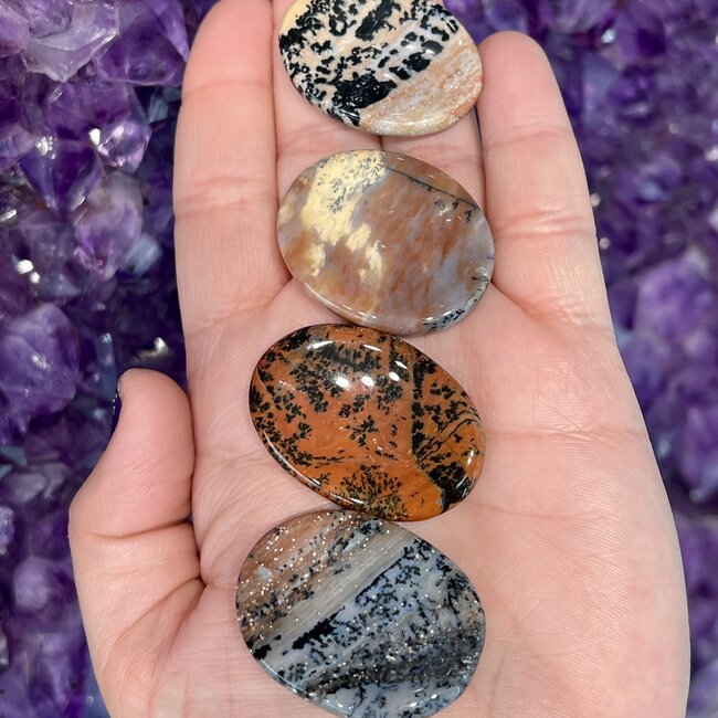 Dendritic Agate Worry (Thumb Fidget Relaxation Pocket) Stones - Small Oval