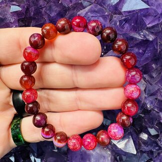 Red Tourmaline Dragon Agate Bracelets - 8mm