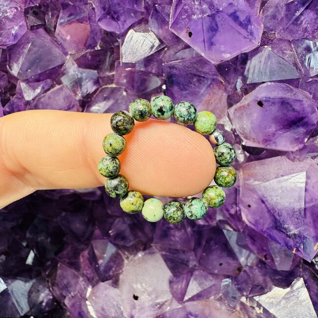 African Turquoise Rings - Adjustable Beaded Stretch Gemstone