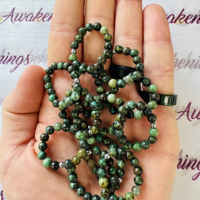 African Turquoise Rings - Adjustable Beaded Stretch Gemstone