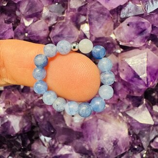 Blue Aventurine Rings - Adjustable Beaded Stretch Gemstone