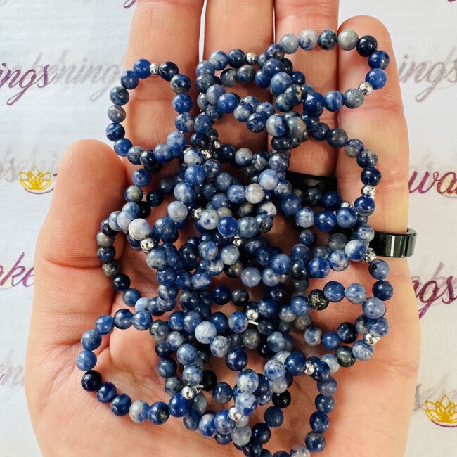 Sodalite Rings - 4mm Adjustable Beaded Stretch Gemstone