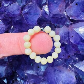 Lemon Jade Rings - 4mm Beaded Stretch Gemstone Adjustable