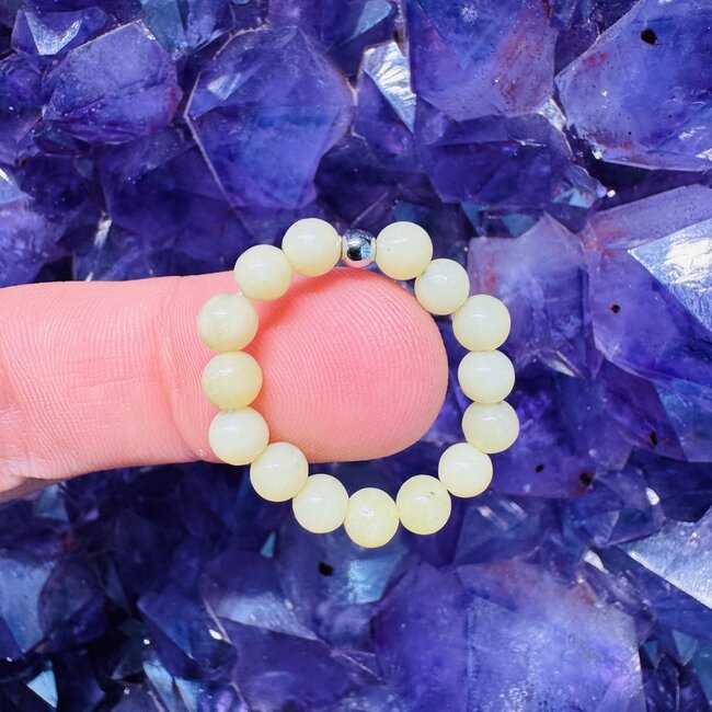 Lemon Jade Rings - Beaded Stretch Gemstone Adjustable