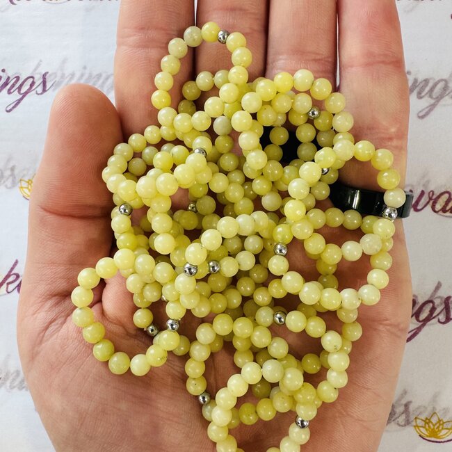Lemon Jade Rings - 4mm Beaded Stretch Gemstone Adjustable