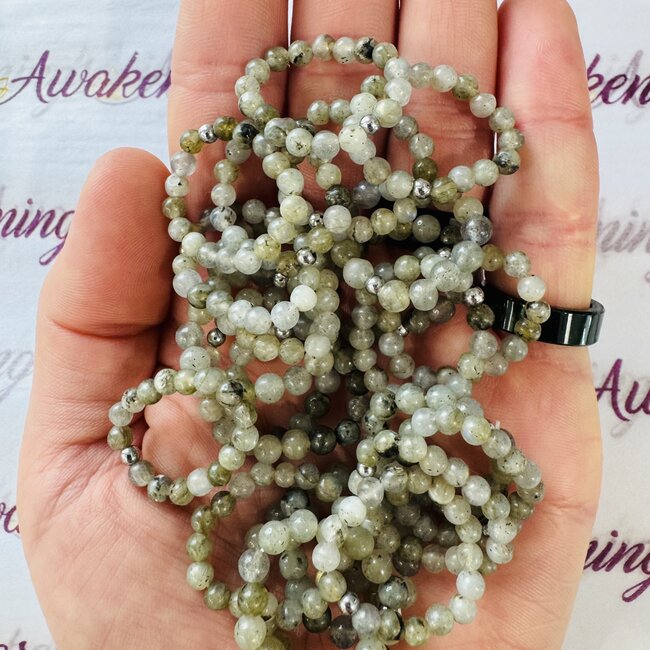 Labradorite Rings - Beaded Stretch Gemstone Adjustable