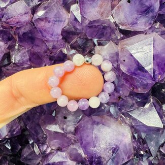 Lepidolite Rings - Adjustable Beaded Stretch Gemstone