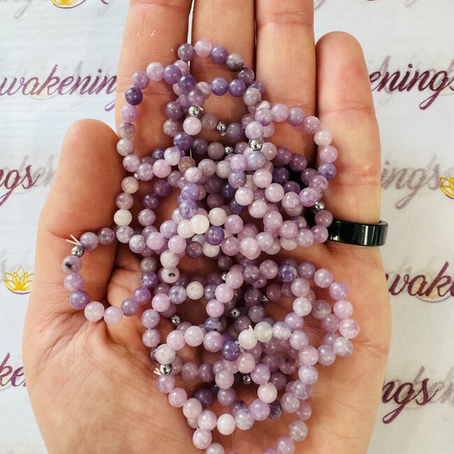 Lepidolite Rings - Adjustable Beaded Stretch Gemstone