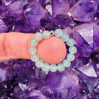 Green Aventurine Rings - Adjustable Beaded Stretch Gemstone