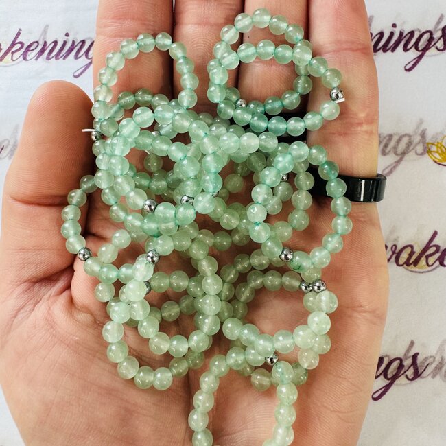 Green Aventurine Rings - Adjustable Beaded Stretch Gemstone