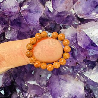 Gold Sandstone (Sand Stone Goldstone) Rings  - Adjustable Beaded Stretch Gemstone
