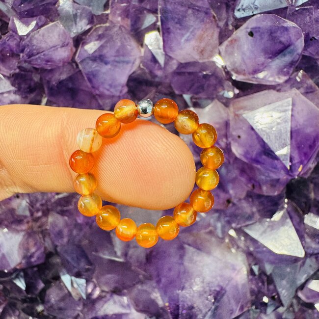 Red Agate Rings - Adjustable Beaded Stretch Gemstone