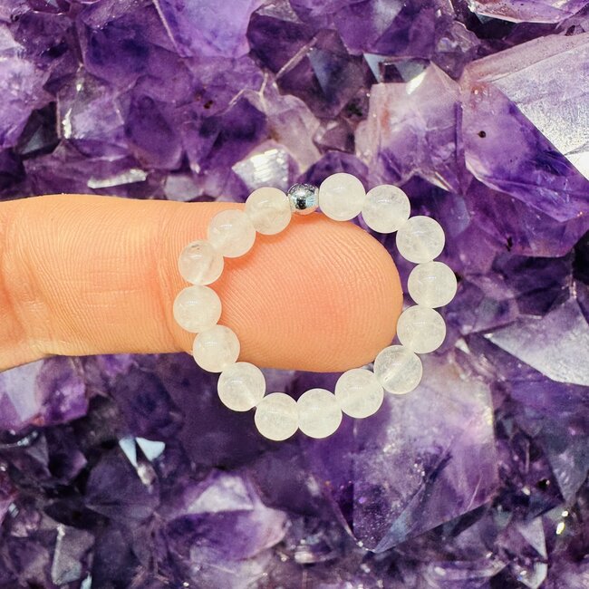 Clear Quartz Rings - Beaded Stretch Gemstone Adjustable
