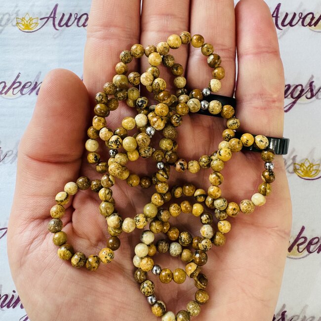 Picture Jasper Rings - Adjustable Beaded Stretch Gemstone