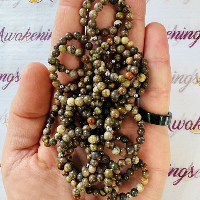 Ocean Jasper Rings - Adjustable Beaded Stretch Gemstone