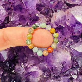 Indian Agate Rings - Beaded Stretch Gemstone Adjustable