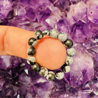 Snowflake Obsidian Rings - Adjustable Beaded Stretch Gemstone