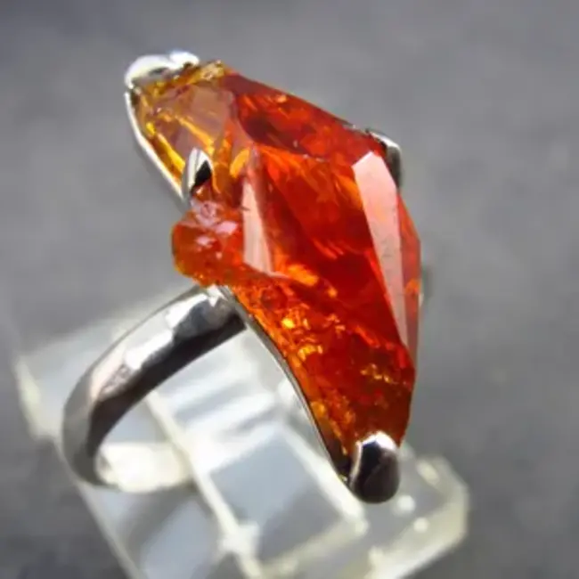 Fire Red Zincite Zinkite Ring - Size 6 - Sterling Silver
