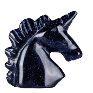 Blue Sandstone Sand Stone Goldstone Unicorns - Medium 1-2" Animal Carvings Figurine