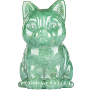 Green Aventurine Cats Kitten Kitty - Medium 1.5" Animal Carving Figurine