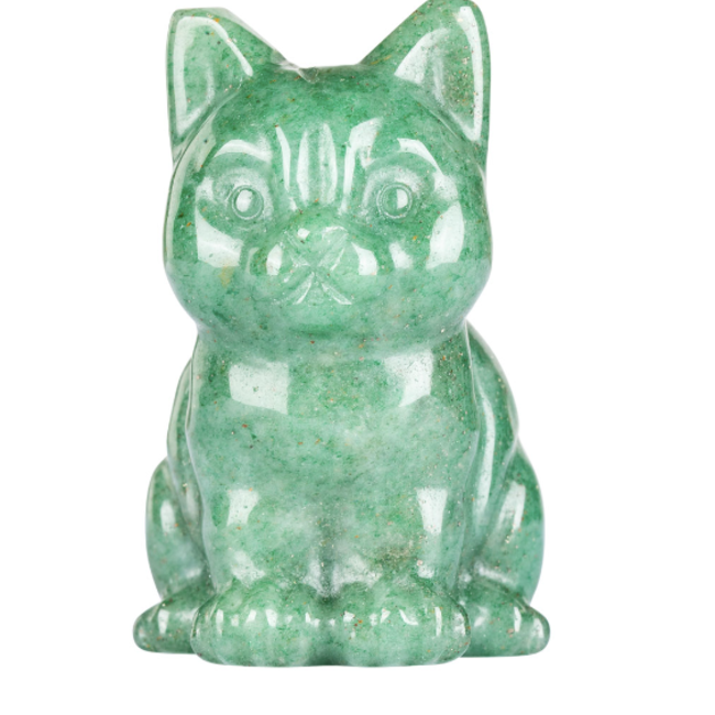 Green Aventurine Cats Kitten Kitty - Medium 1.5" Animal Carving Figurine