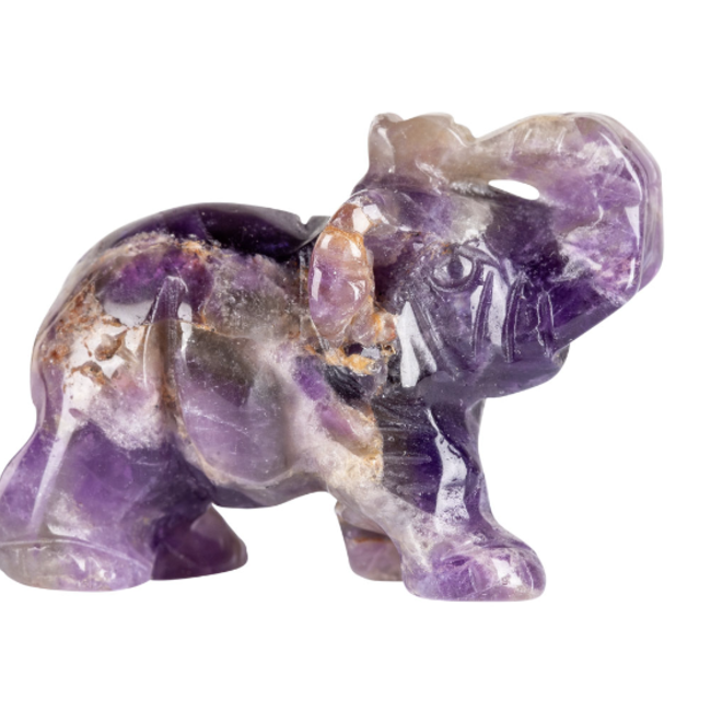 Chevron Amethyst Elephants - Small 1.5" Carving Animal